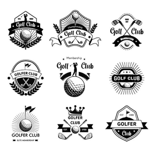 Membership Golf Club Isolated Logotypes Emblems Label Golfers Community Icon Ball Golf Equipment Pla