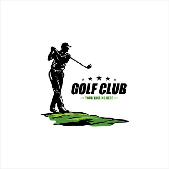 Player Swing Stick Golf Logo Design Inspiration