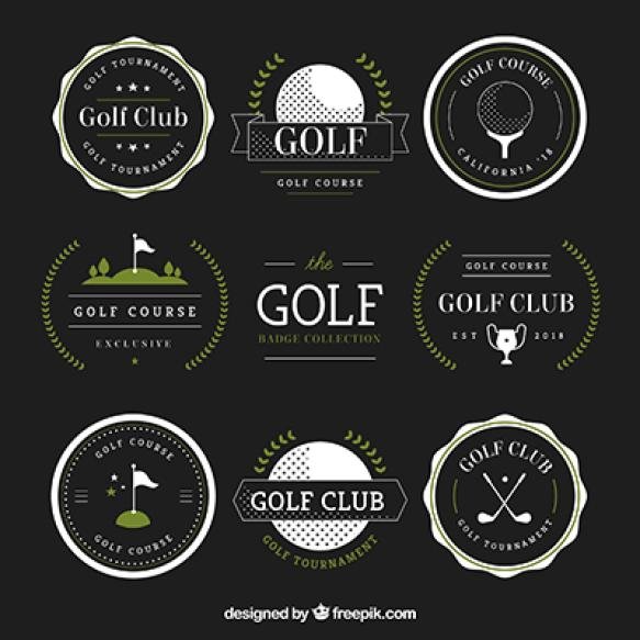 Set Golf Badges Flat Style