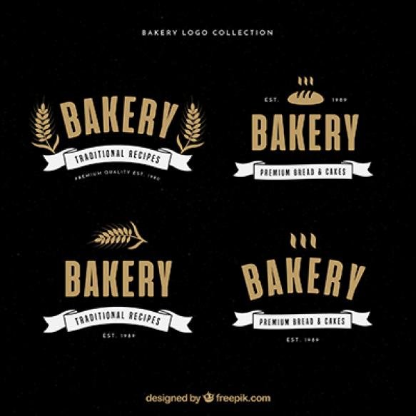 Set Bakery Logos Vintage Style