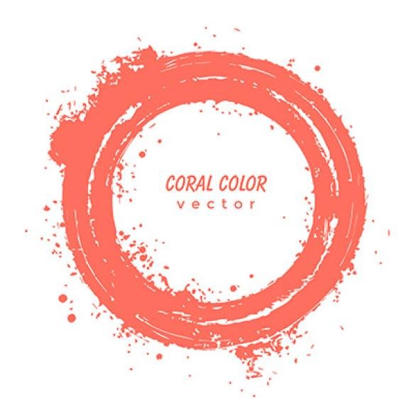 Round Banner Coral Color Grunge Brush Strokes Template Advertising Vector