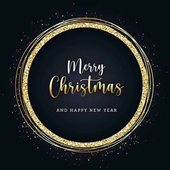 Christmas Golden Glitter Banner Dark Background