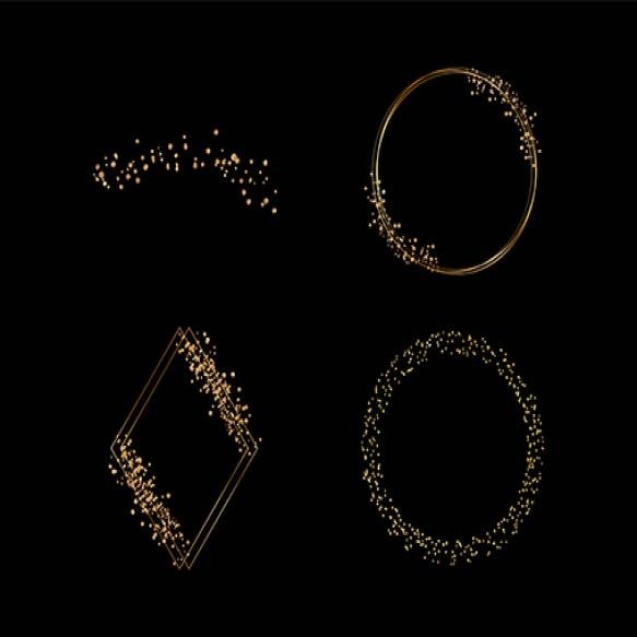 Golden Geometric Round Glitter Confetti Frames
