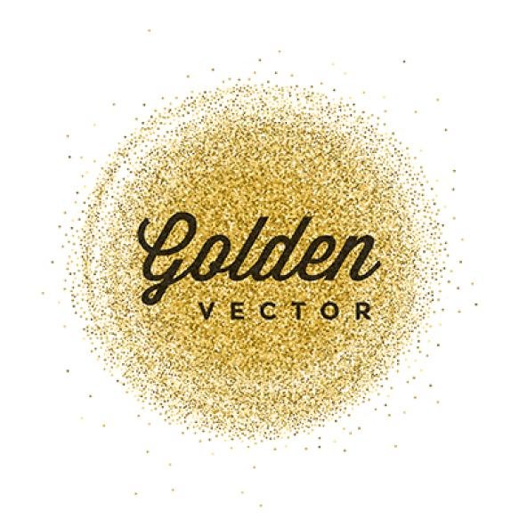 Golden Glitter Sparkles Bright Confetti White Background
