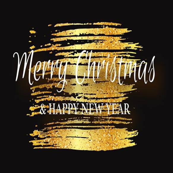 Merry Christmas Happy New Year Incription Gold Smear
