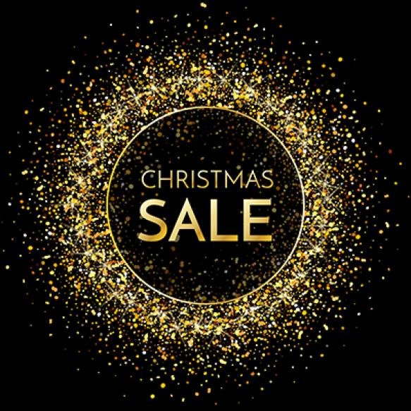 Sale Christmas Sale Banner Christmas Sale Phrase Dark Glitter Background Vector Illustration