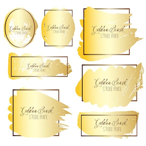 Set Brush Stroke Frame Gold Grunge Brush Strokes Vector Illustration