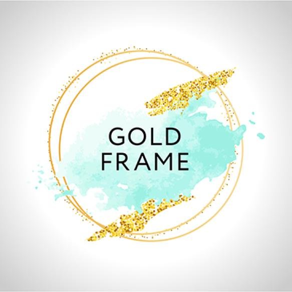Watercolor White Turquoise Brush Strokes Rose Gold Frame