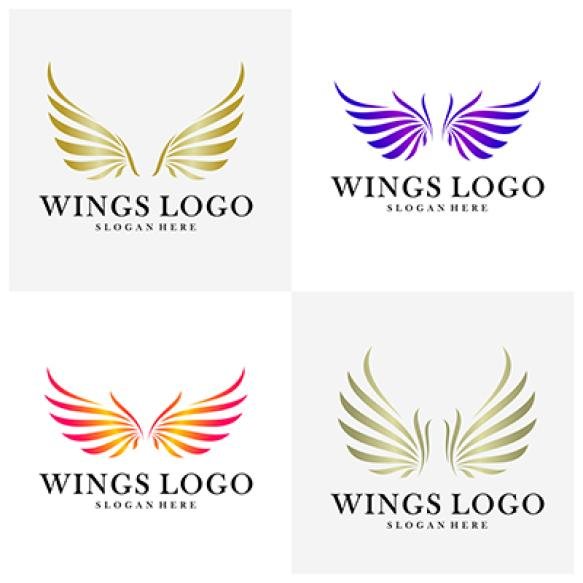 Set Luxury Wings Logo Design Vector Template Icon Symbol Illustration (1)