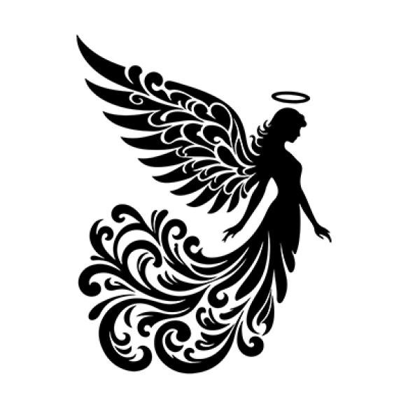 Vector Illustration Black Angel Silhouette