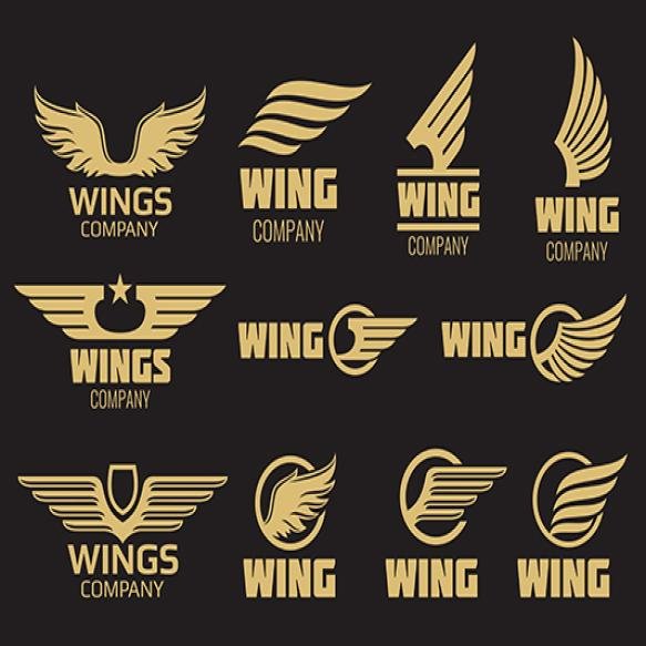 Wings Logo Collection Golden Auto Wings Logo Template