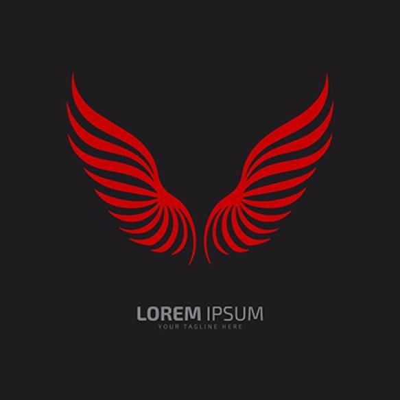 Wings Logo Wings Icon Wings Vector Wings Silhouette Isolated Black Background