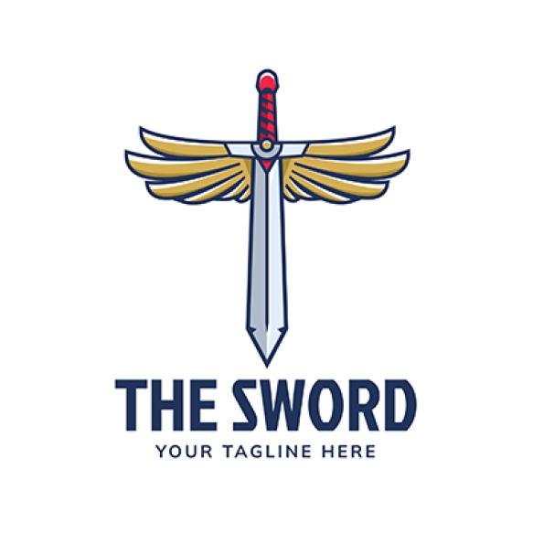Hand Drawn Sword With Wings Logo Design