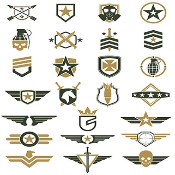 Military Logo Color Set Army Icons