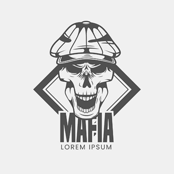 Vintage Gangster Mafia Logo With Skull