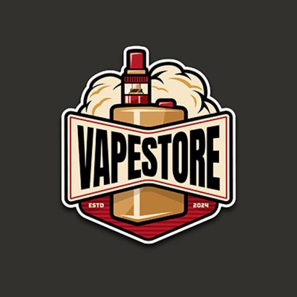 Hand Drawn Vape Store Logo Template