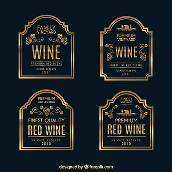 Pack Golden Wine Stickers