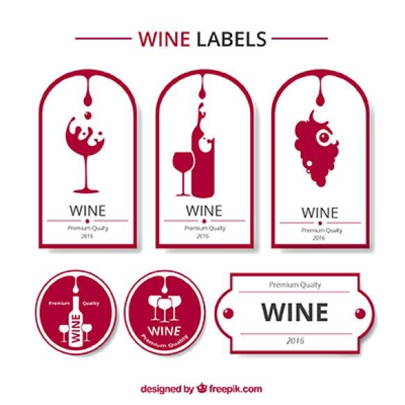 Red White Wine Labels Collection