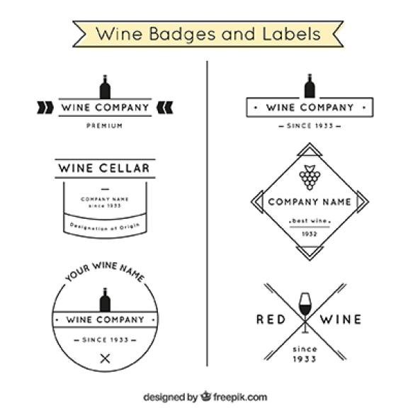 Wine Badges Labels Black White