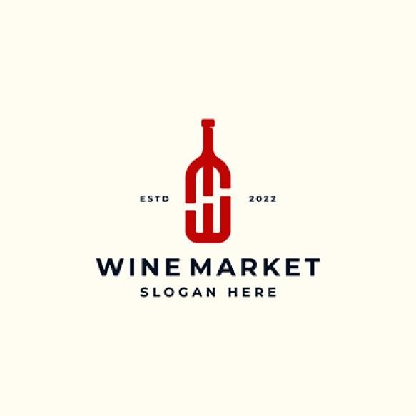 Wine Bottle With Initial Letter Wm Mw Bar Chart Graph Logo Design Inspiration