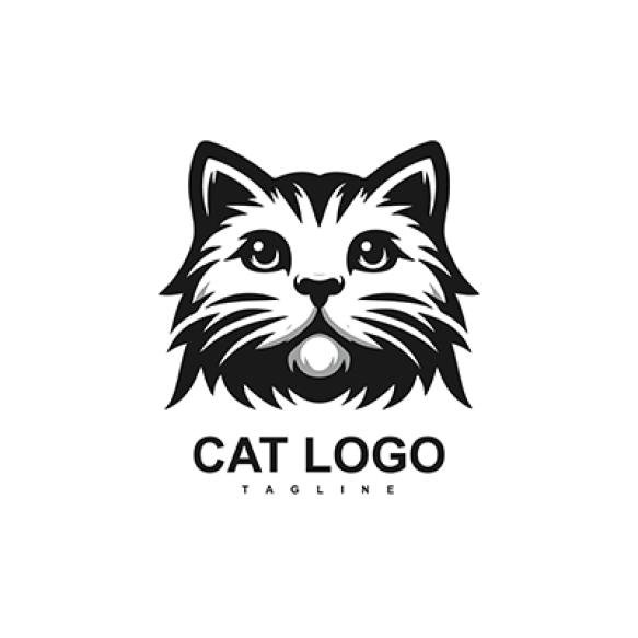 Cute Cat Line Art Logo Design