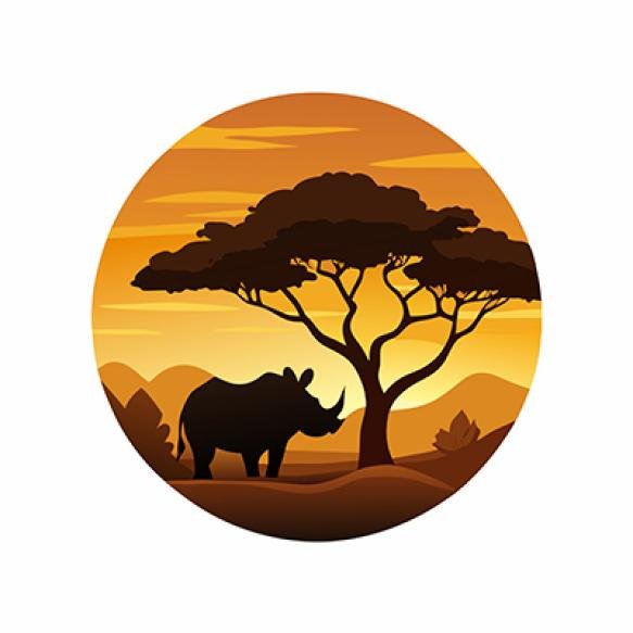 Rhinoceros Animal Silhouette Savanna Forest Isolated White Background 15