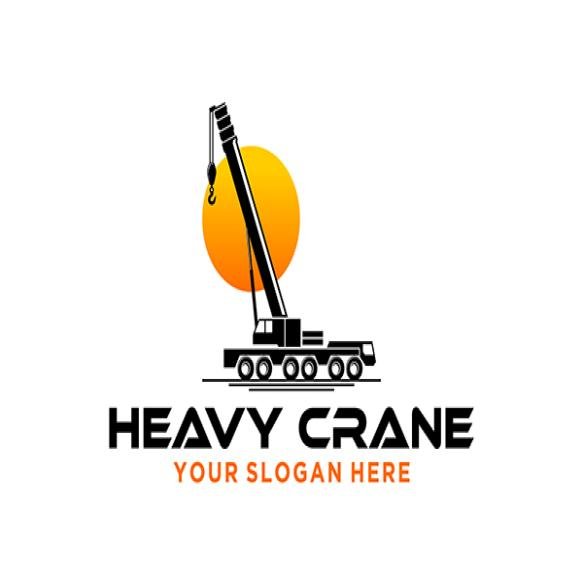 Mobile Crane Logo Heavy Equipment Excavator Construction Hoist Lifting Truck Design
