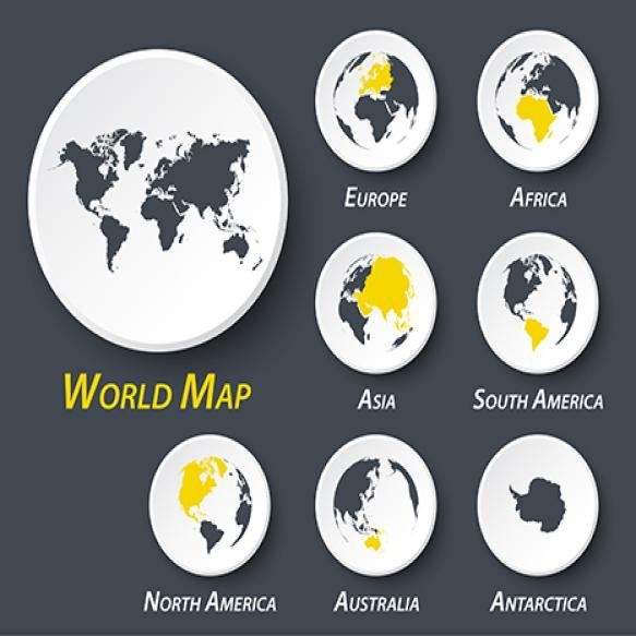 World Continent Map Circle