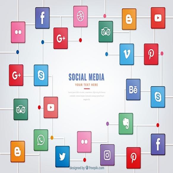 Modern Background With Social Media Logos Squares