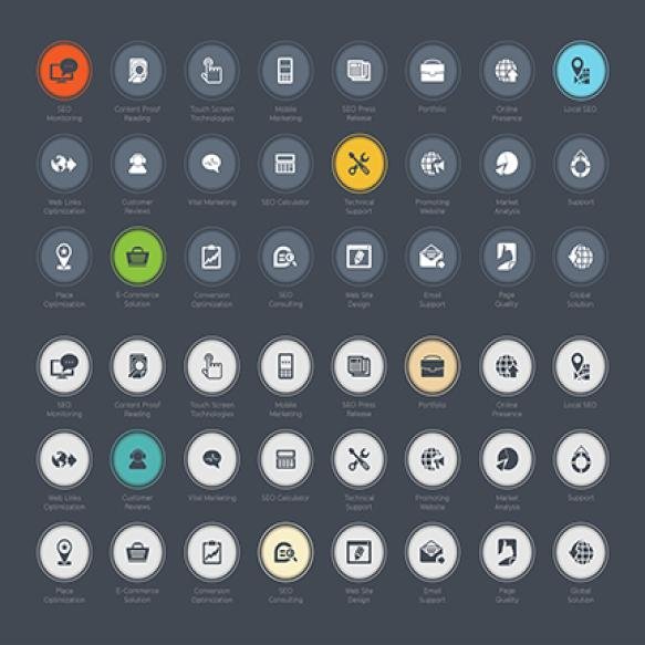 Seo Development Icon Set