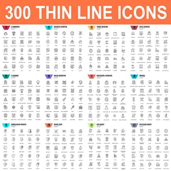 Simple Set Vector Thin Line Icons